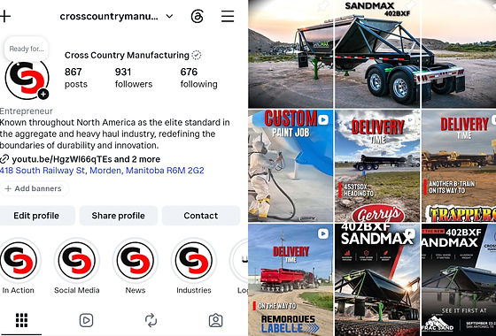Cross Country Manufacturing Instagram feed, social media management by Suver Media