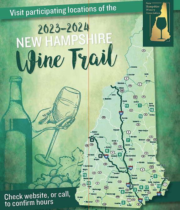 2023 - 2024 NH Winery Brochure with map of New Hampshire