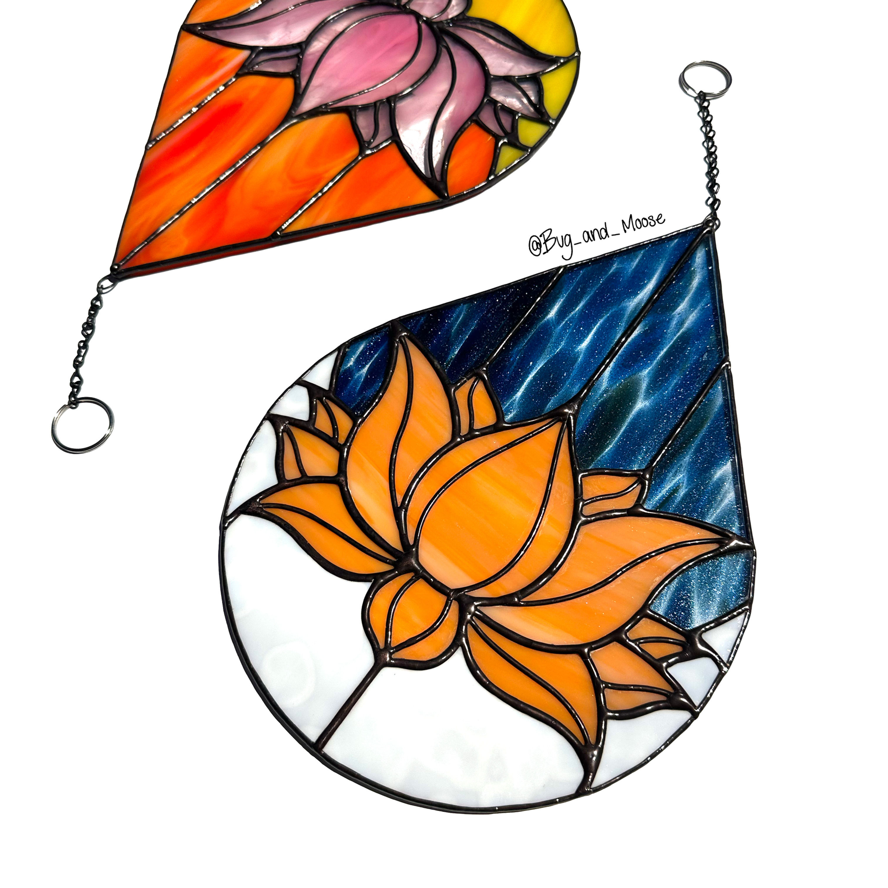 Teardrop Lotus Stained Glass Piece