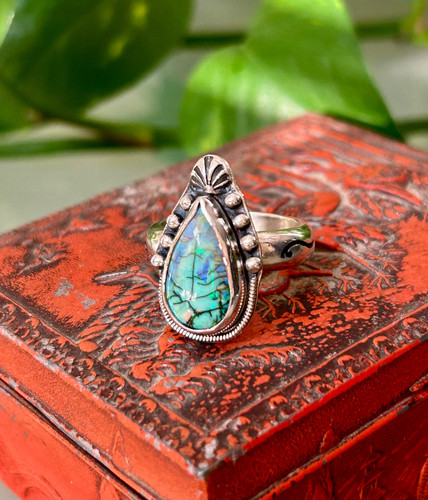 Monarch Opal Sterling Silver Ring High Desert Art