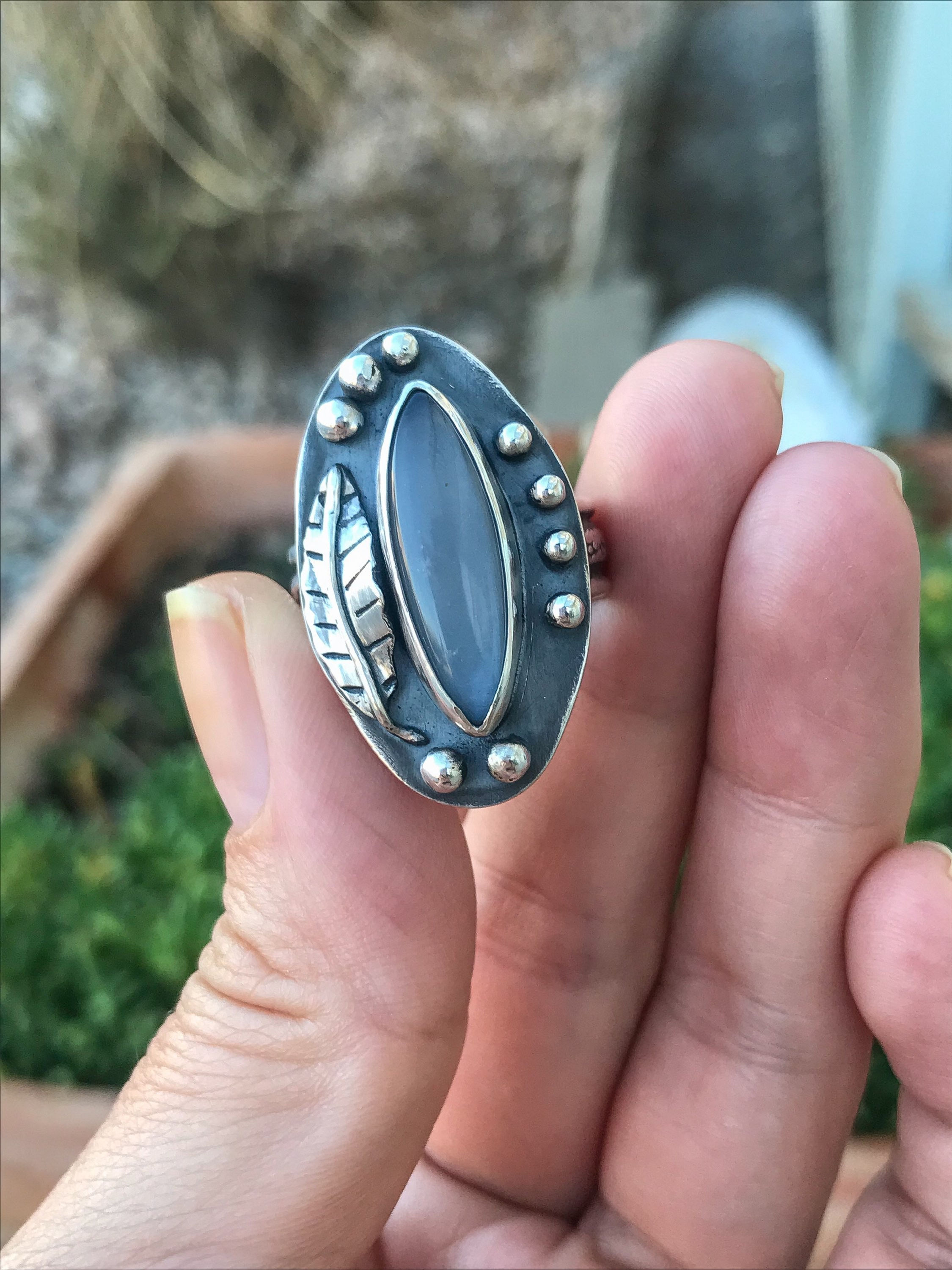 Gray Moonstone Statement Ring