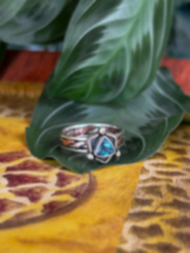 Swiss Blue Topaz Copper Swirl Ring