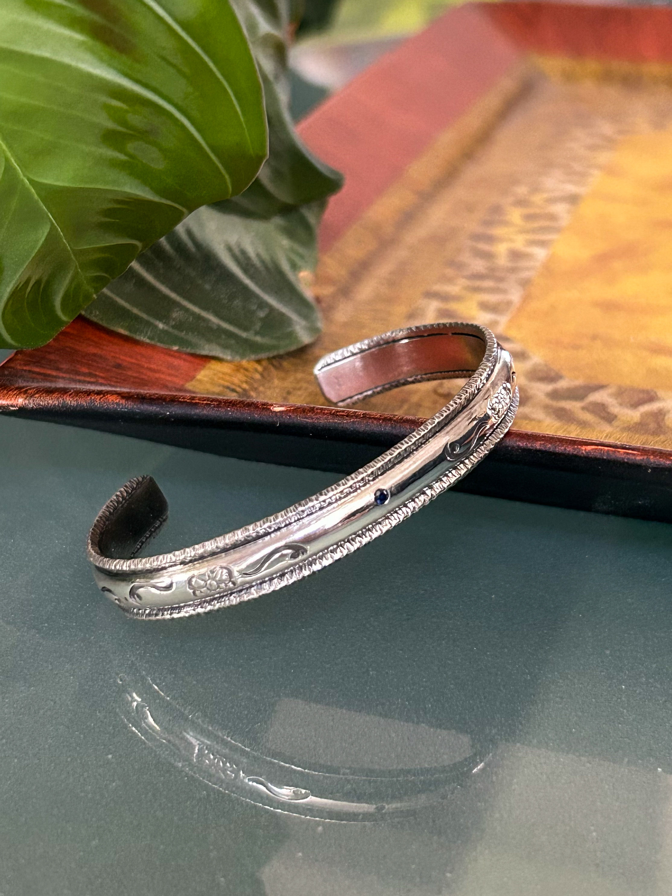 Sapphire Sterling Silver Cuff