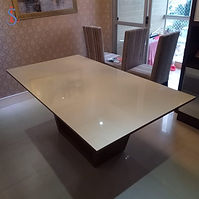 Tampo de mesa em vidro pintado de bege temperado