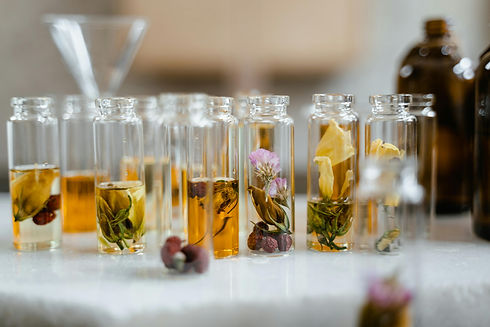 Şişeler içinde homeopati tedavisinde kullanılan bitkisel içerikler