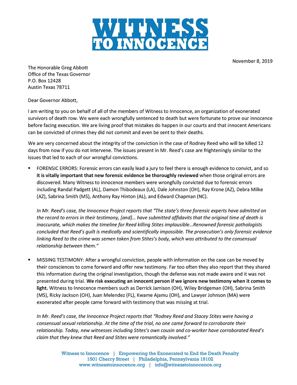 wti delivers letter to governor abbott