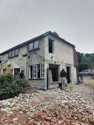 Hempcrete retrofit - Existing cladding and render removed