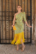 Vestidos de fiesta, vestido de flecos, vestidos invitada Madrid, vestido para boda de verano, vestido verde para boda