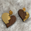 Miniature : Boucles d'oreilles Coeur: pendantes, bois et or