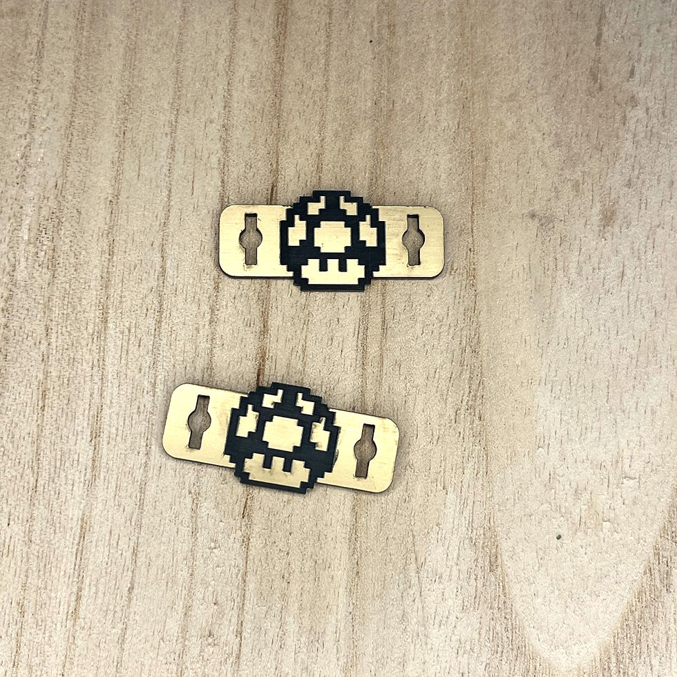 Décor de lacet acrylique motif champignons pixel