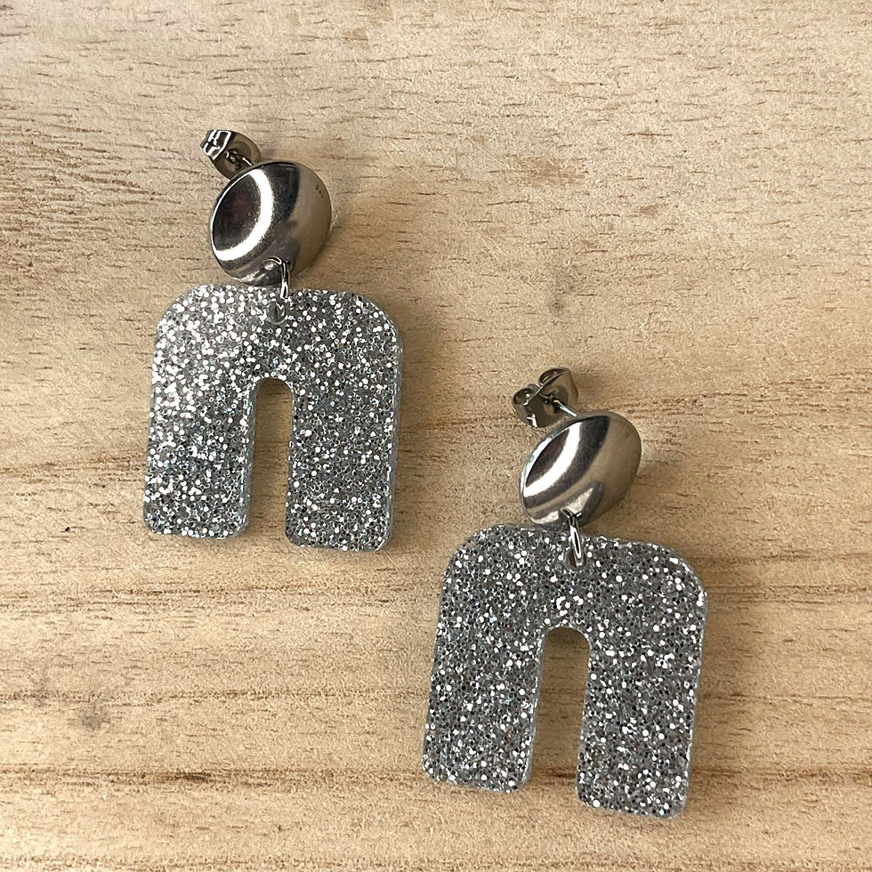 Miniature : Boucles d'oreilles argentées scintillantes, forme U