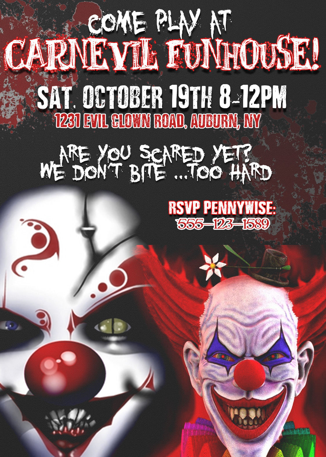 Scary Clown Invites