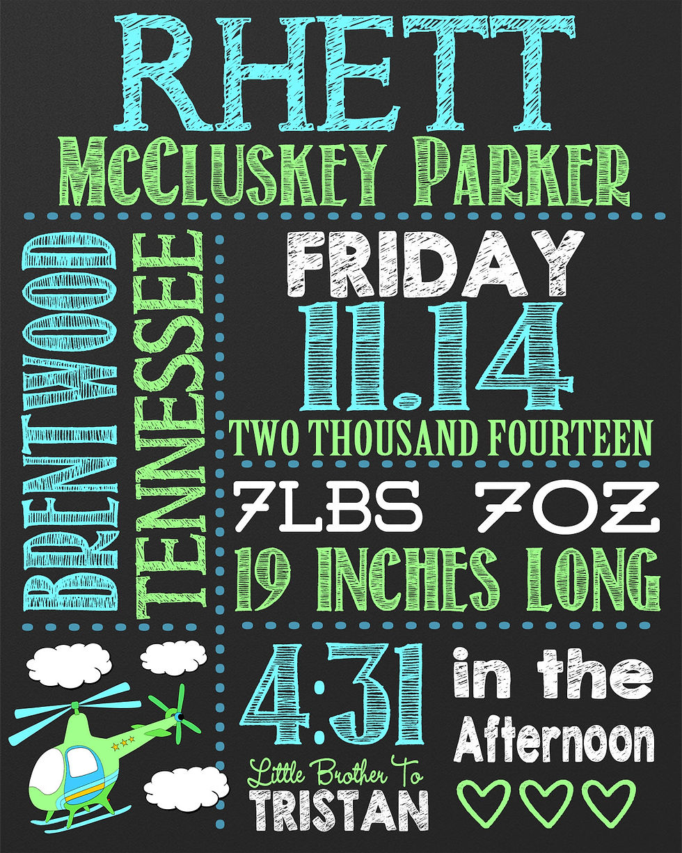 Thumbnail: Blue green birth announcement