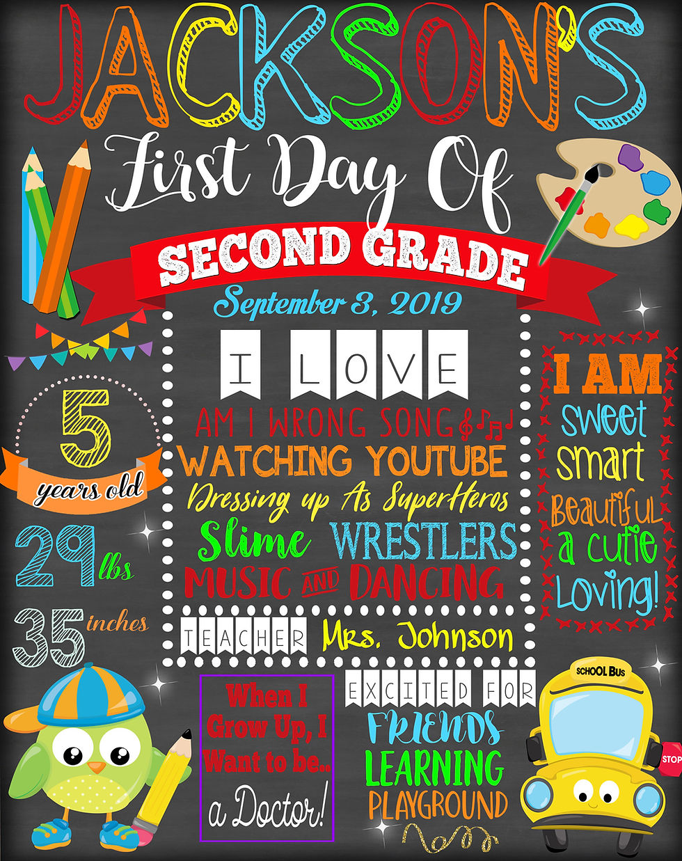 Thumbnail: 1st day of school chalkboard sign