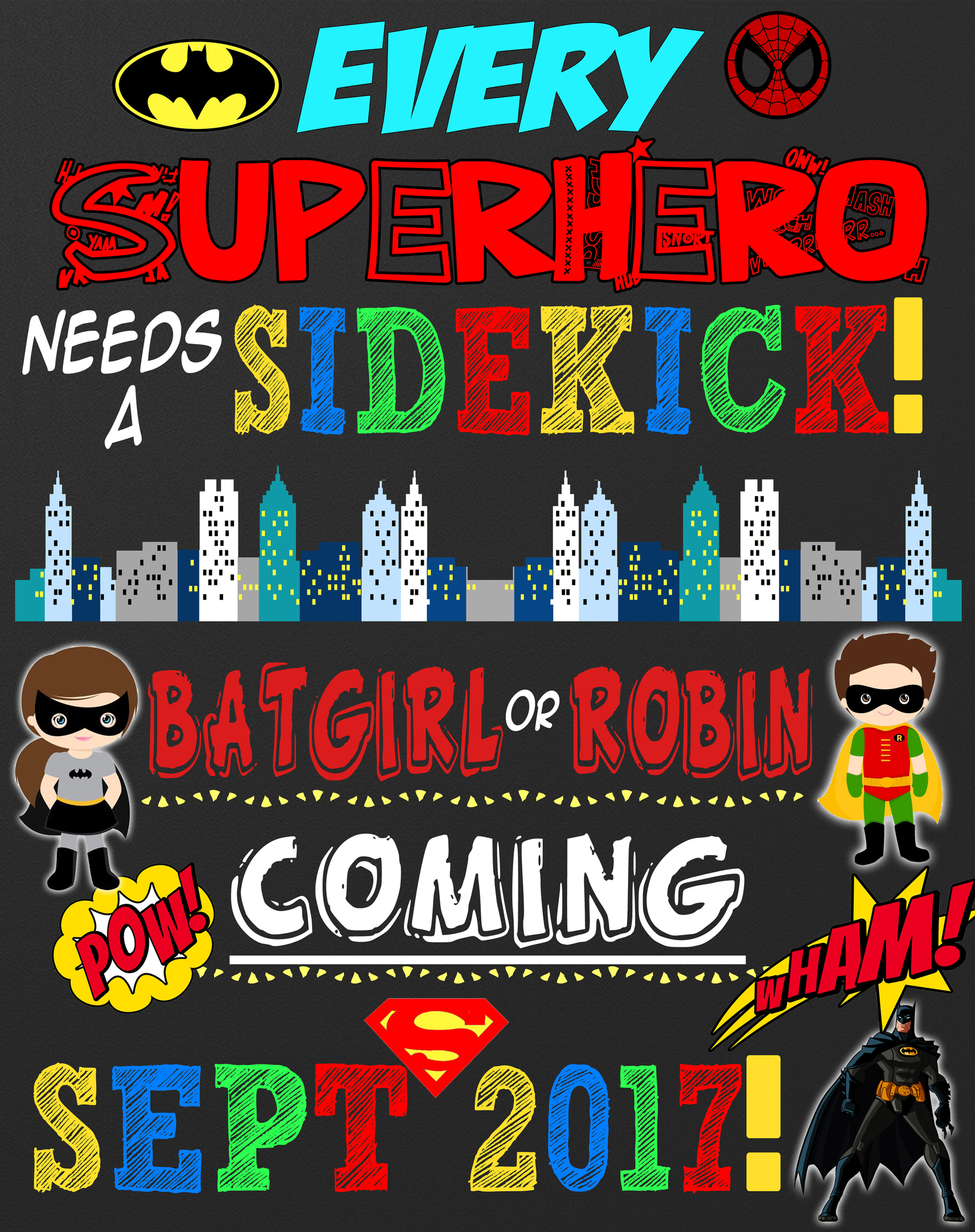 Superhero pregnancy announcement