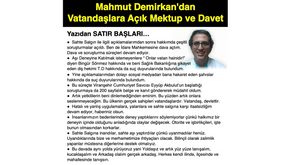 Mahmut Demirkan'dan Vatandaşlara Açık Mektup ve Davet