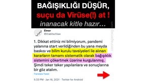 BAĞIŞIKLIĞI DÜŞÜR, suçu da Virüse(!) at ! (inanacak kitle hazır)