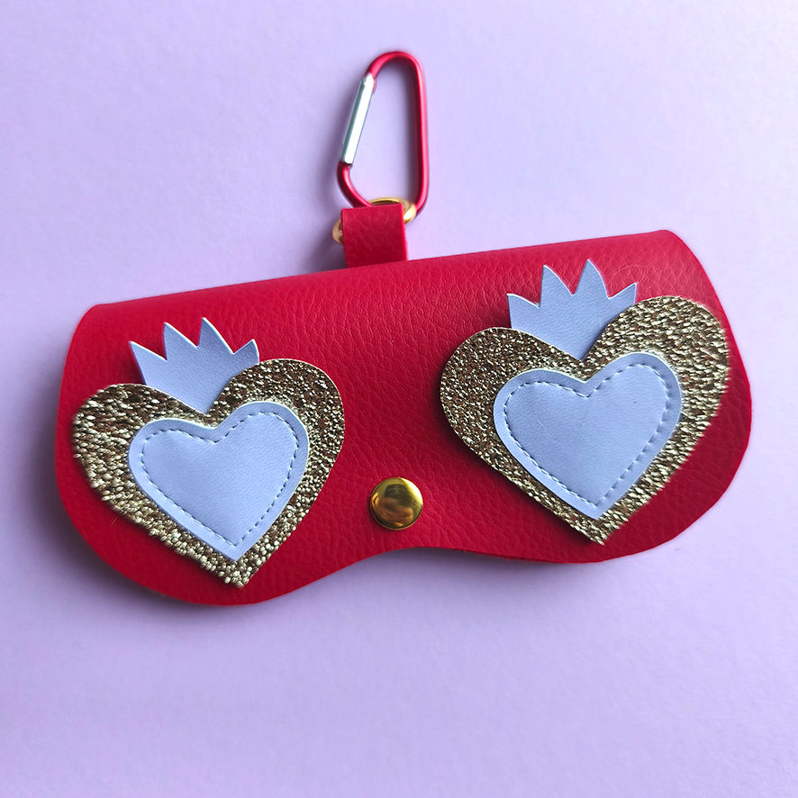 étui à lunettes- Rouge ex voto lavande/doré