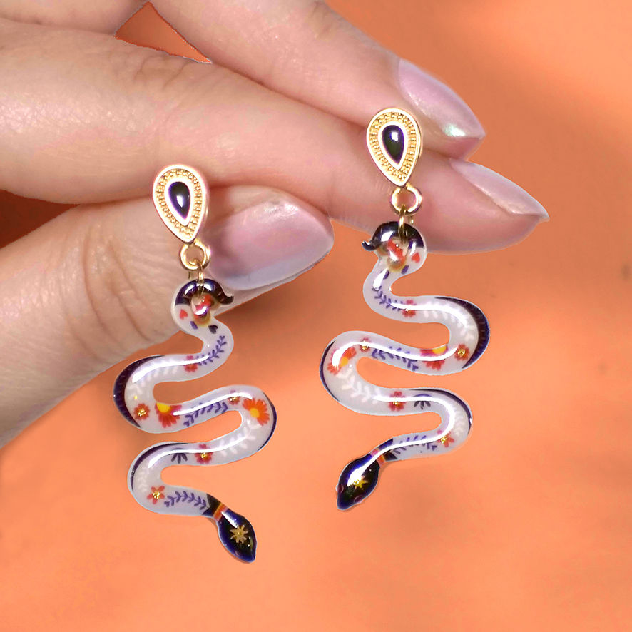 Boucles d'oreilles serpents-gris Noir