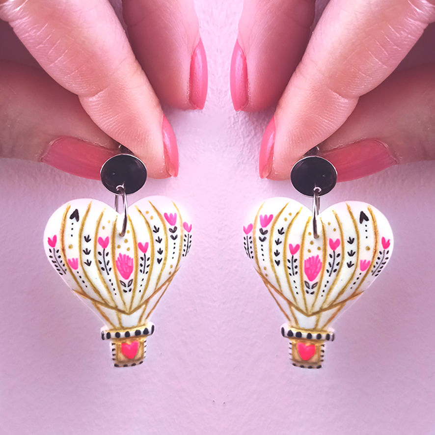 Boucles d'oreilles Montgolfières Coeur