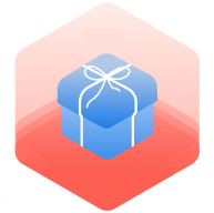 Blue gift box with white ribbon