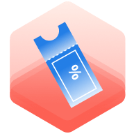 Blue discount coupon with percent sign
