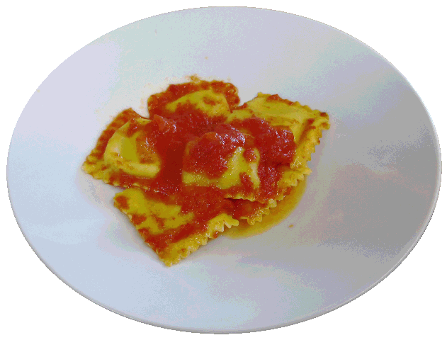 Ravioli agli scampi e filetti di pomodor