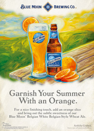 painting of Bottle of Blue Moon and pint