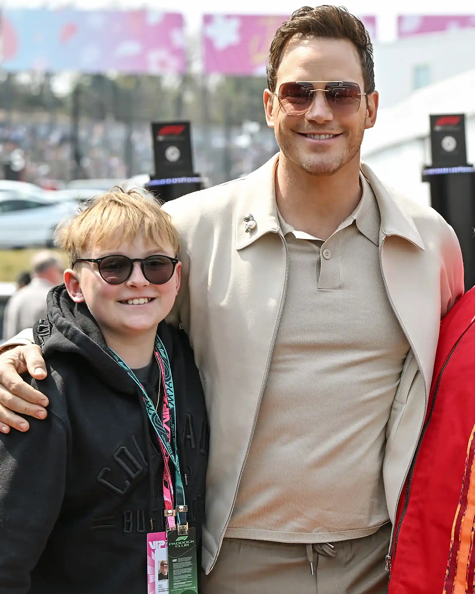 Jack Pratt and Chris Pratt at the Japanese Grand Prix in Suzuka, Mie Prefecture, Japan, on March 29, 2026.