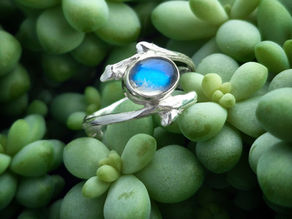 silver twig ring with gemstone