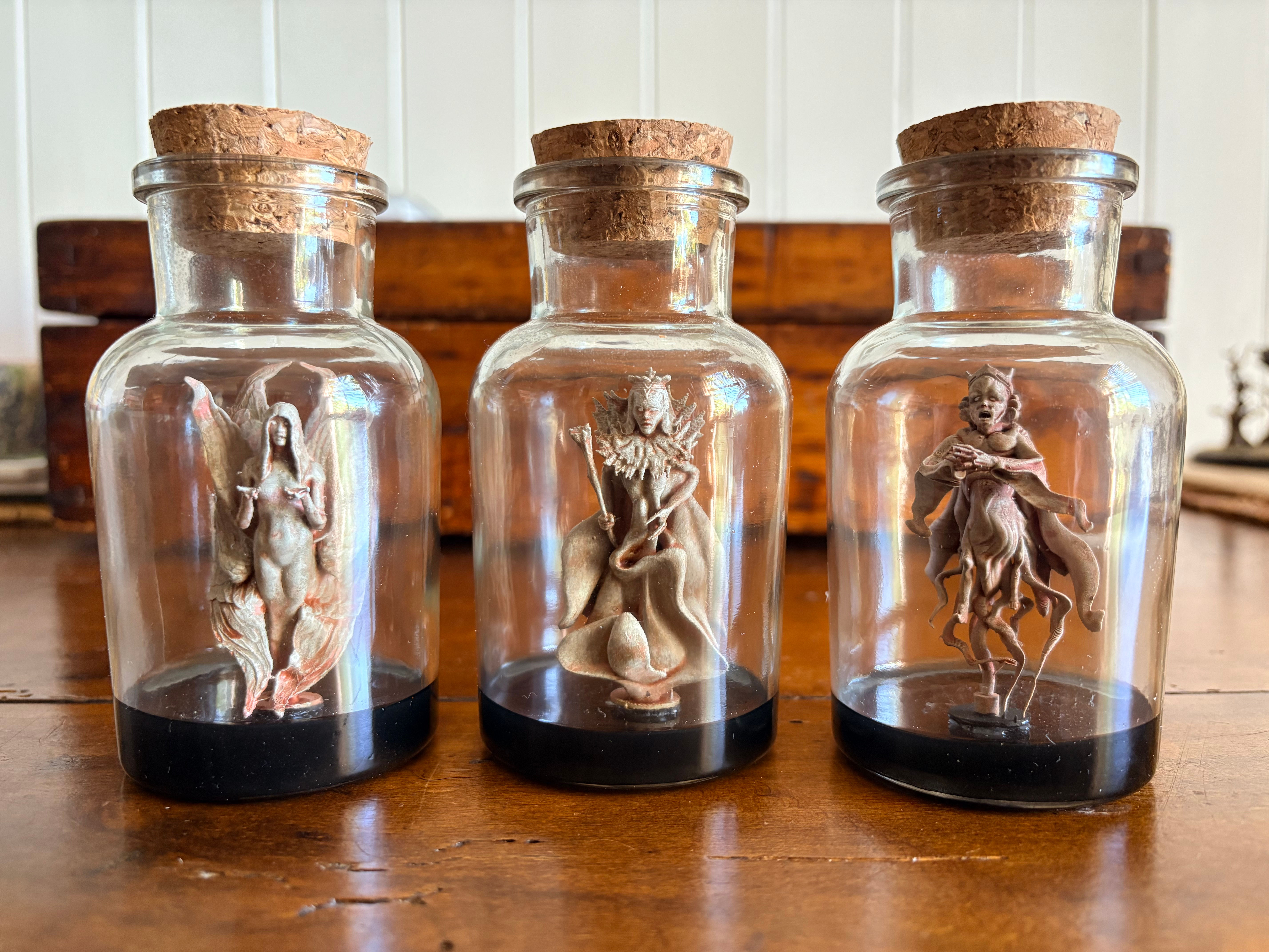 Tiny Prophets SET - KING, QUEEN and SERAPH Homunculi Models In Jars