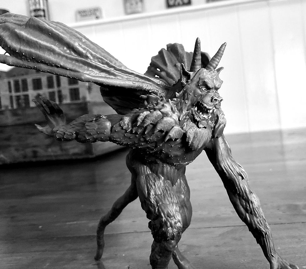 Thumbnail: Black & White Night Of The Demon Crouching Monster Creature Painted Model Figure