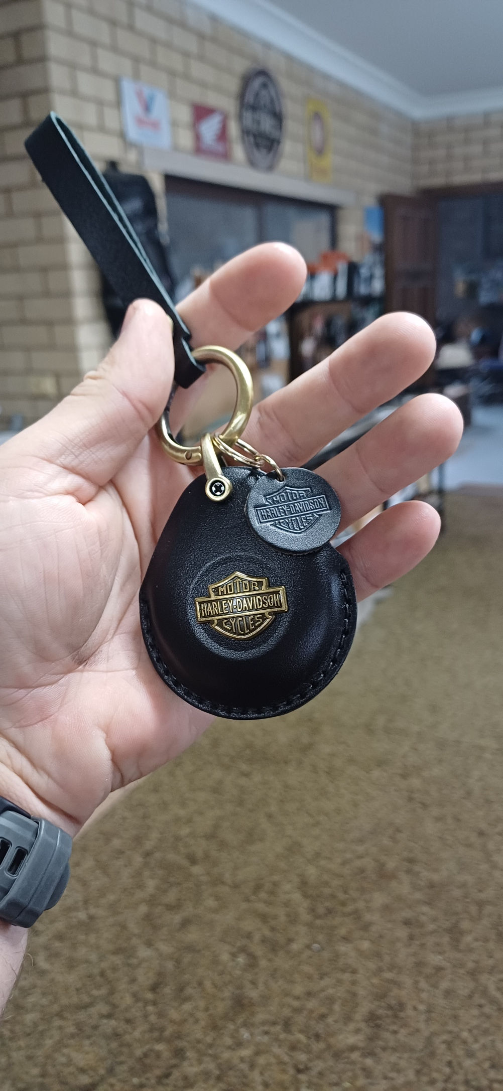 Leather/Brass HD key fob case