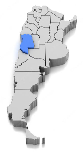 Mapa da aArgentina com destaque da provincia de Mendoza