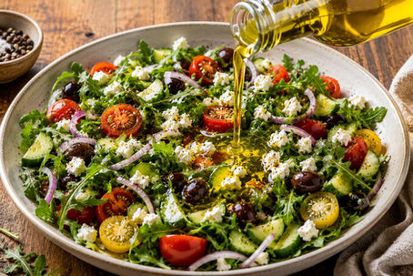 Quelle huile choisir - filet d’huile sur salade bio