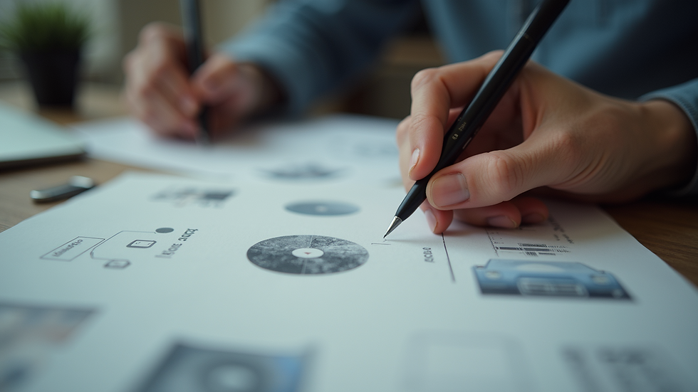 Eye-level view of a designer working on a custom graphic design project