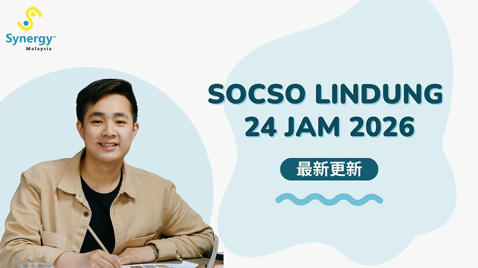 Synergy 文章横幅,英文文字为“SOCSO Lindung 24 Jam 2026”和“Update”。