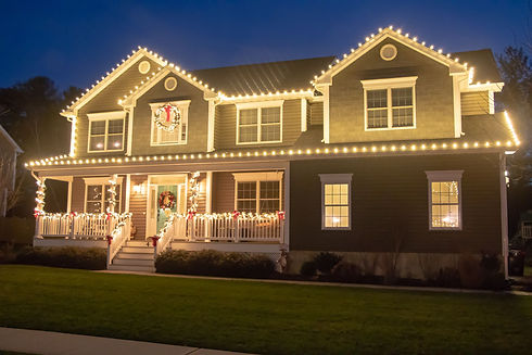 House with holiday lighting