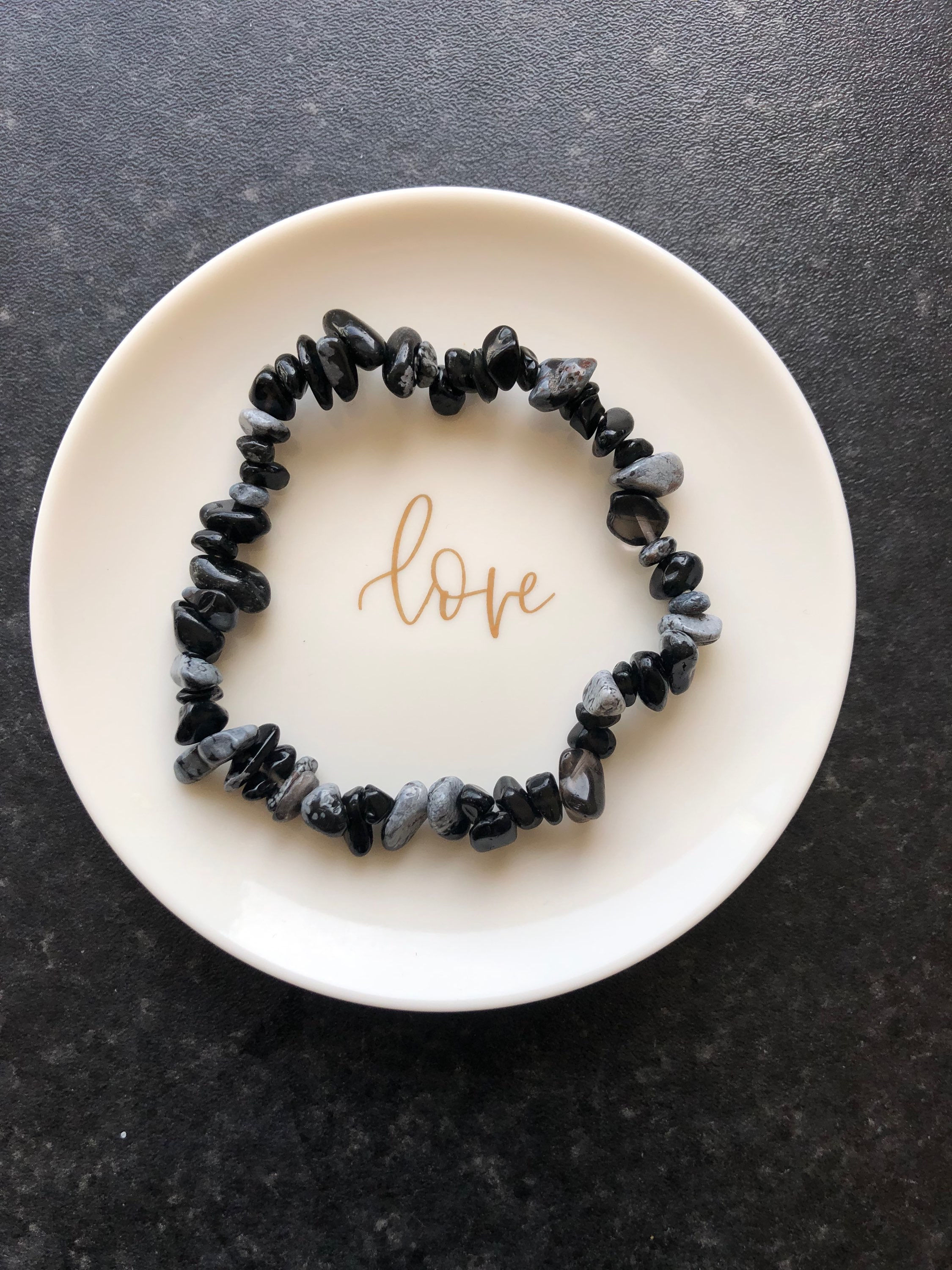 Snowflake Obsidian chips bracelet 