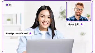 Student attending a personalized 1-on-1 online English lesson through the ESLVista app