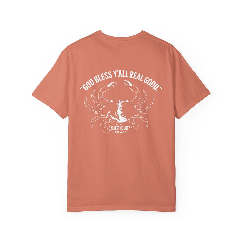 Crab & Maryland Tee — "God Bless Y'all Real Good" Coastal Graphic T-Shirt