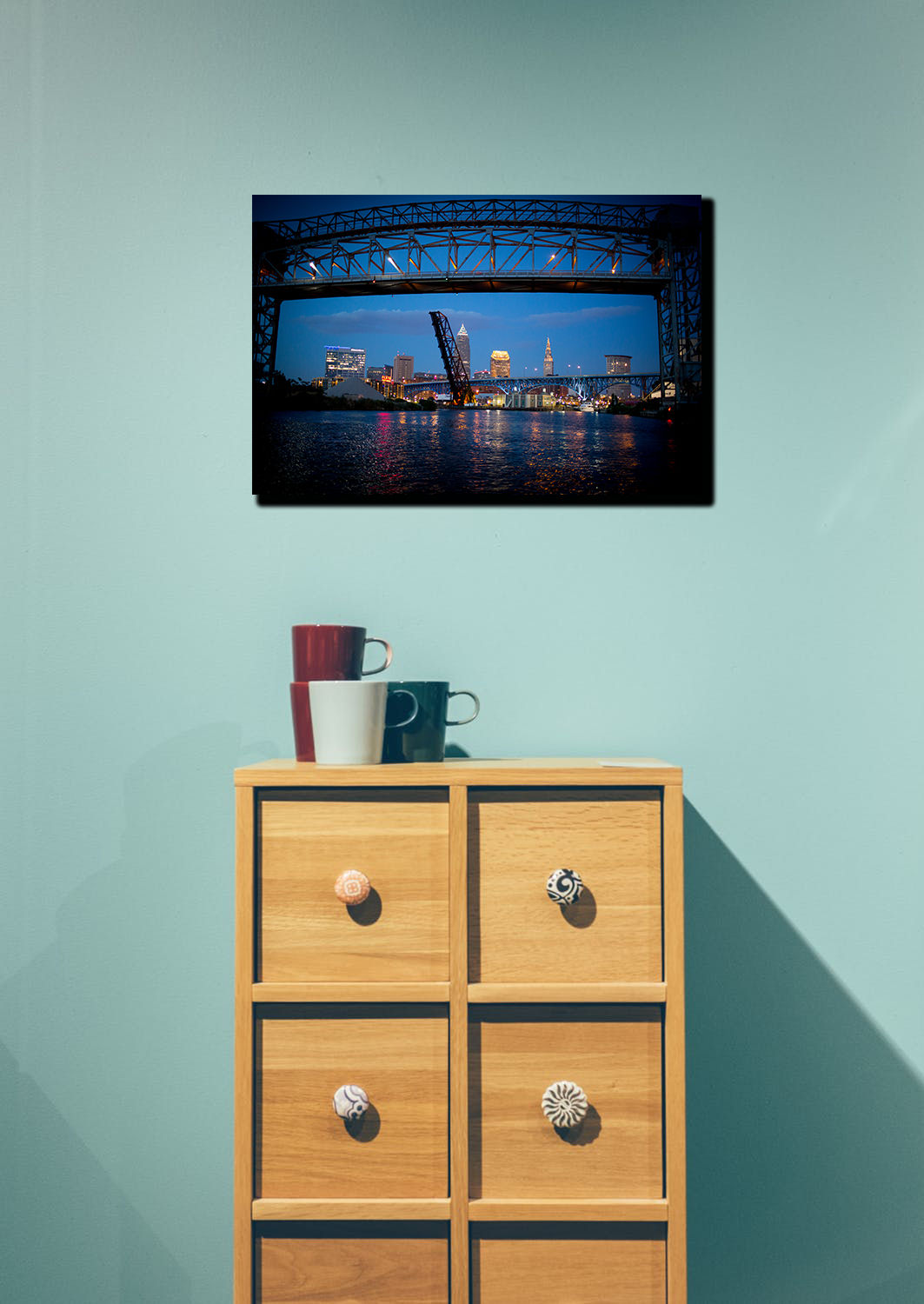 Cleveland Skyline at Dusk Wall Art Cleveland East bank of Flats, Terminal Tower,