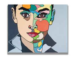 Colorful pop art portrait of Audrey Hepburn