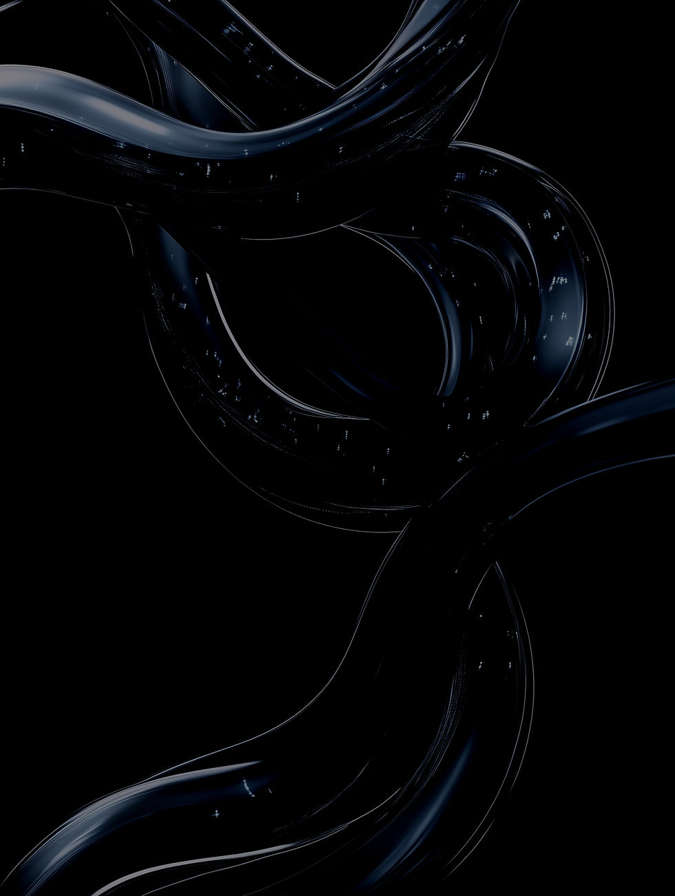 Dark, intertwined, shiny abstract forms