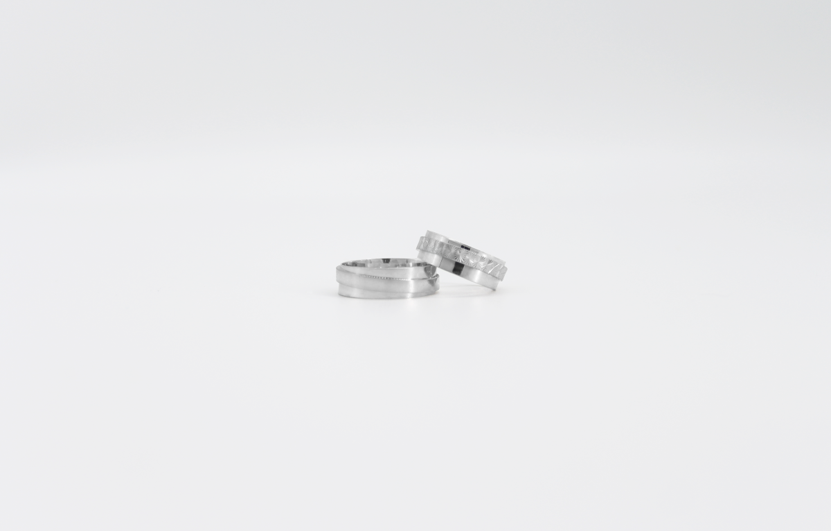 Eksen Model Gümüş Çift Alyans