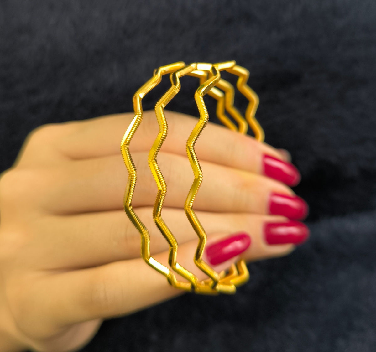 10 Gram Altın Kaplama Oluklu Zikzak Ajda Bilezik