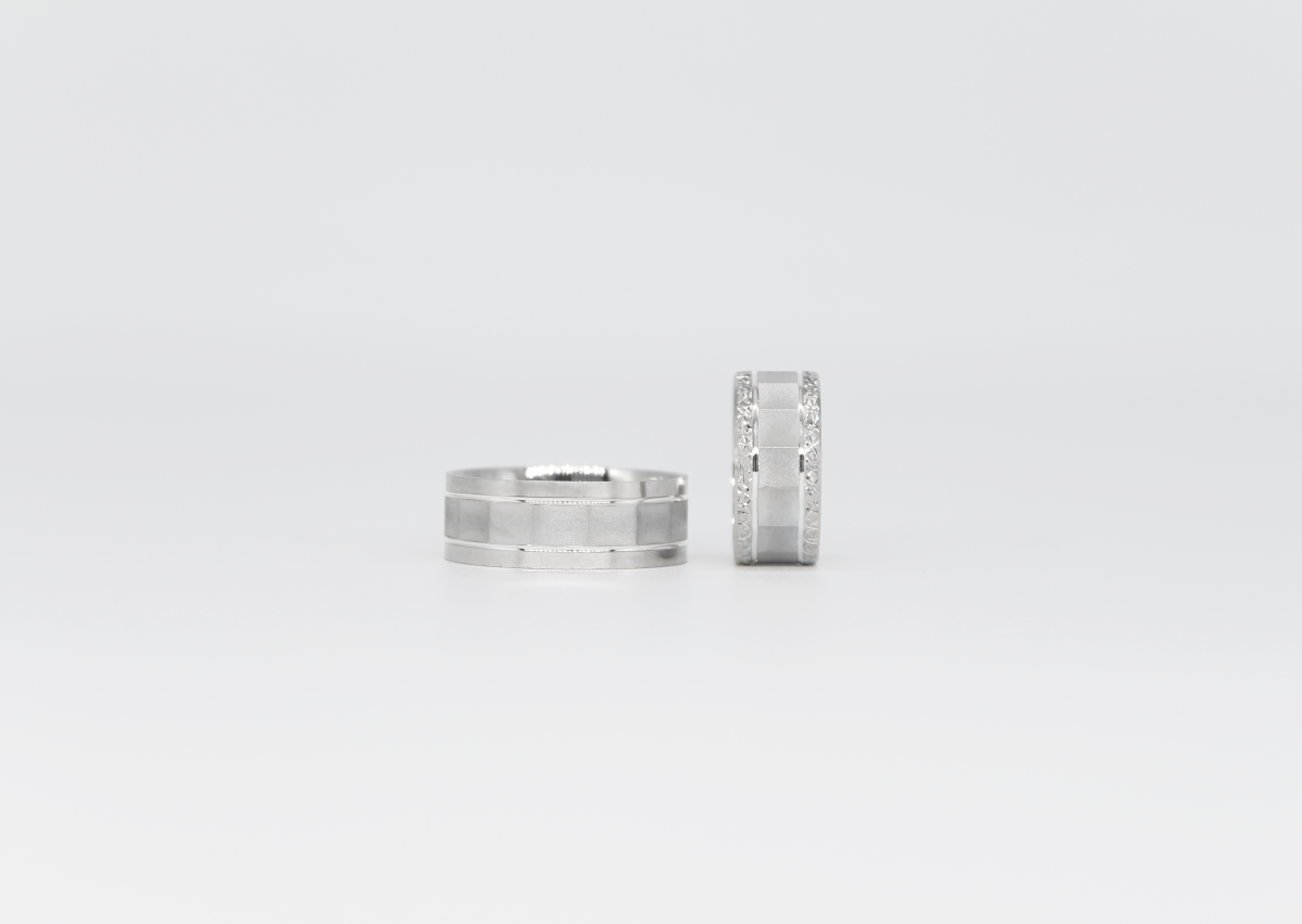 Küp Model Gümüş Çift Alyans