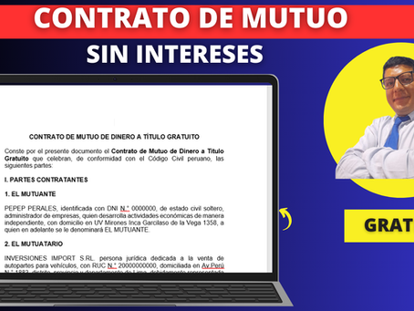 Modelo de contrato de Mutuo Sin intereses