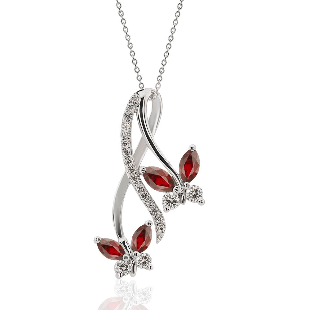 0.97 Carat Diamond Ruby Necklace