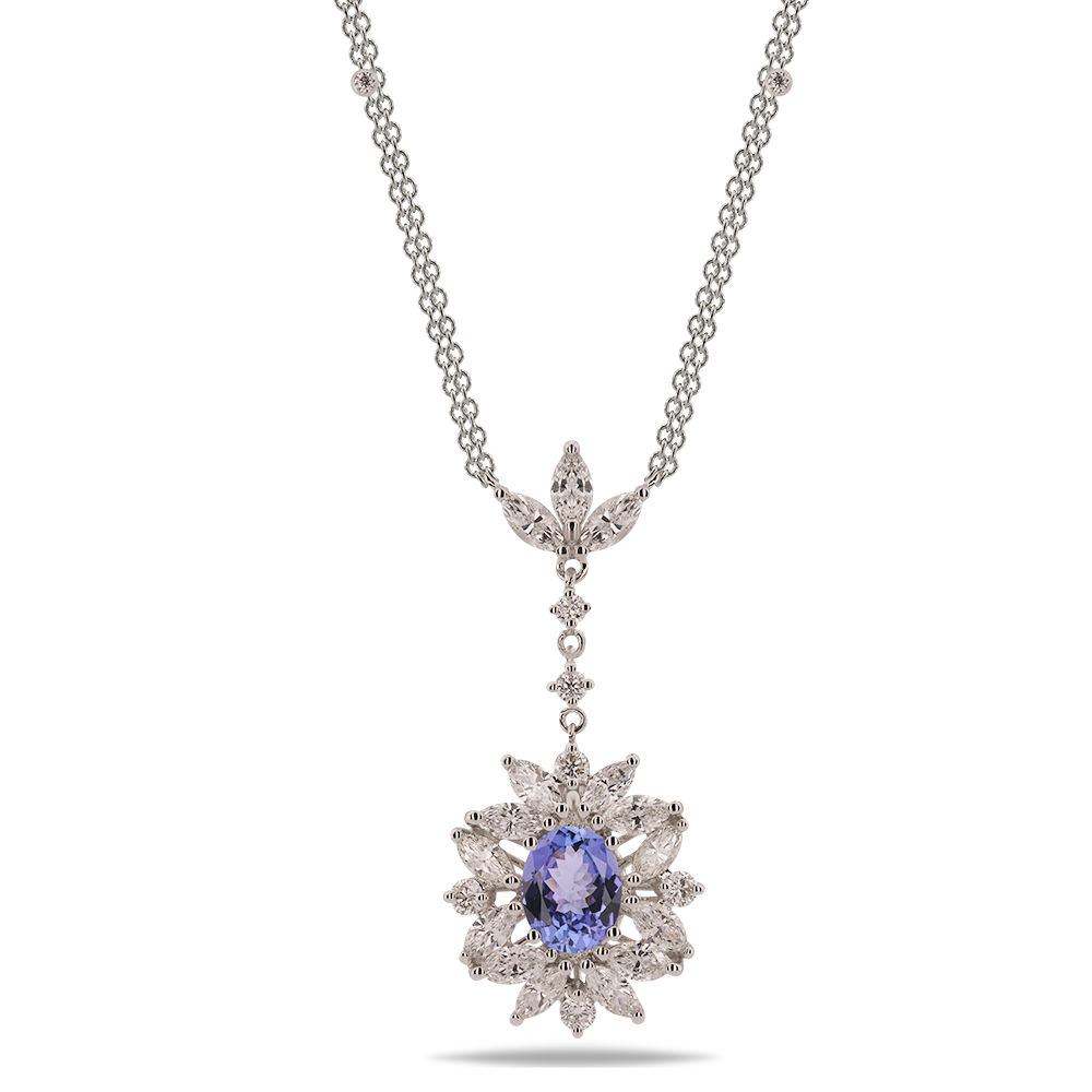 4.39 Carat Diamond Tanzanite Necklace
